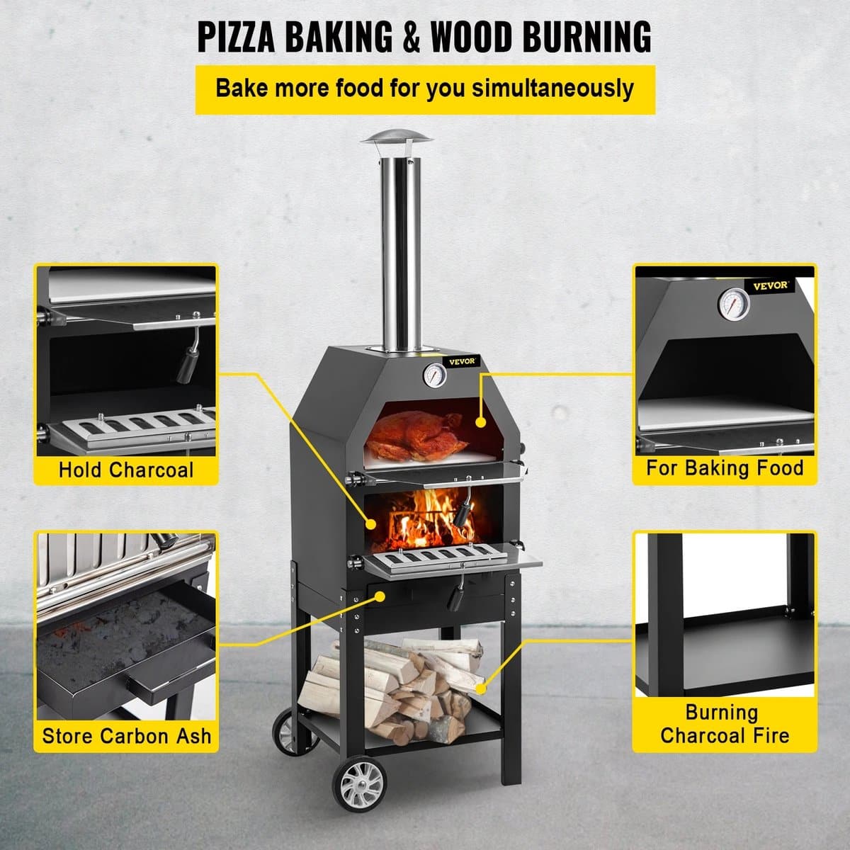 luxe bbq pizza oven 2 in 1 houtoven