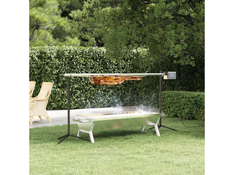 LuxeLivin' - Automatische barbecue met motor 150x46,5x82,5 cm roestvrijstaal