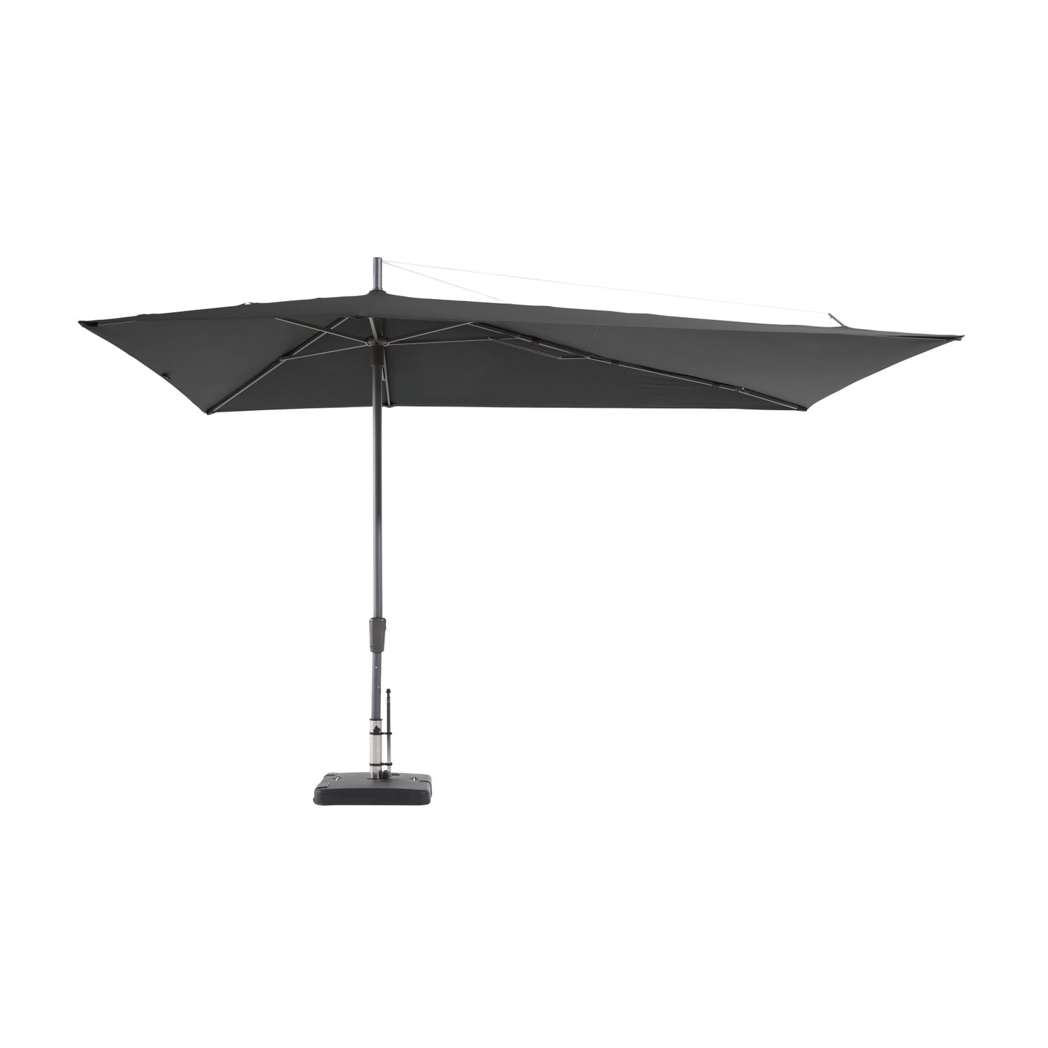 madison stokparasol topline asymmetric 360x220cm grijs met opwindmechanisme 220g/m² aluminium mast