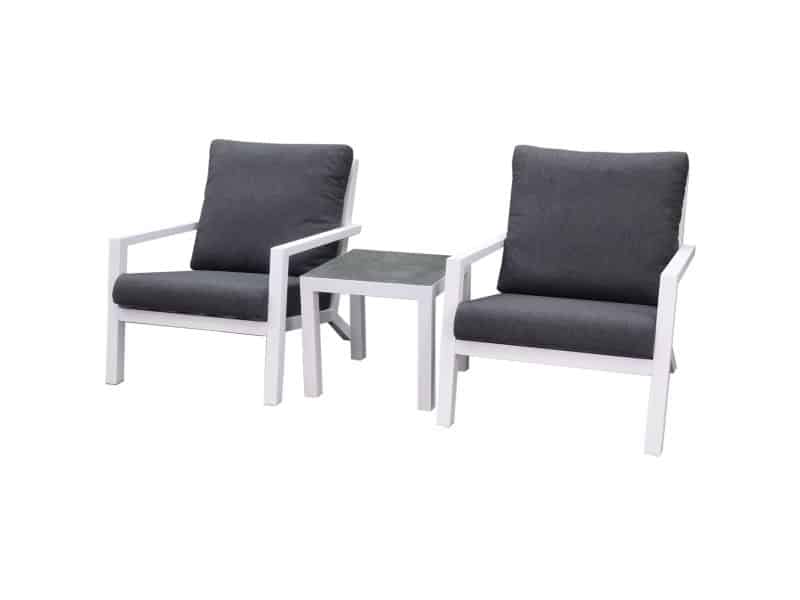 Malaga lounge balkonset 3 delig wit aluminium