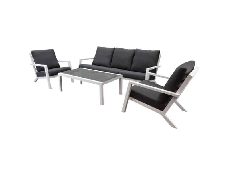 Malaga stoel-bank loungeset 4-delig wit aluminium