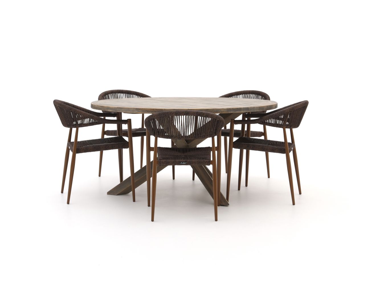 manifesto belpasso/rough y ø150cm dining tuinset 6 delig stapelbaar laagste prijsgarantie!