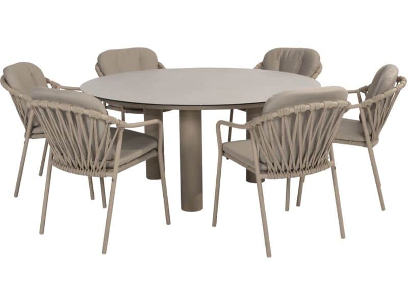 Manitoba Donato dining tuinset 160xH75 cm 7 delig keramiek latte