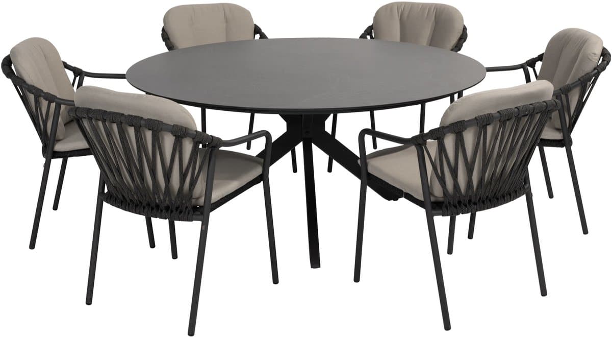 manitoba locarno dining tuinset 160 cm rond 7 delig hpl