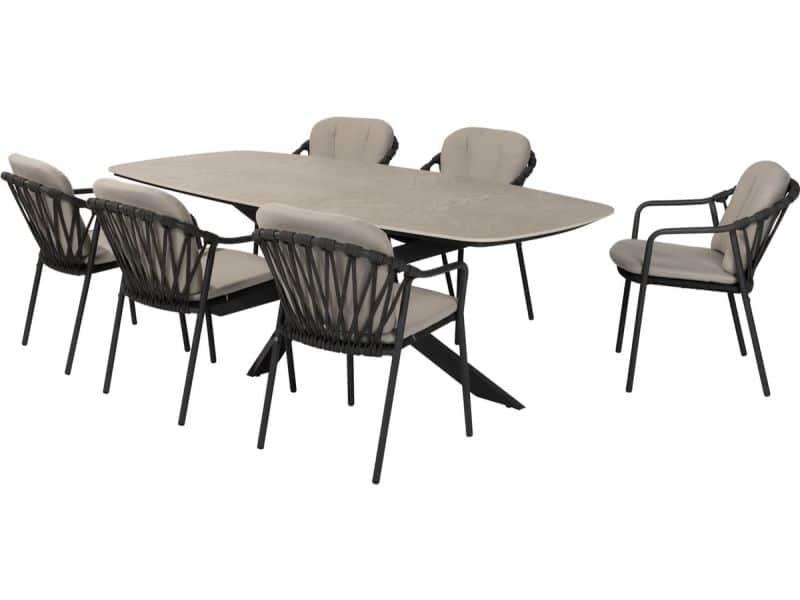 Manitoba Prado dining tuinset 240x105xH75 cm 7 delig antraciet met