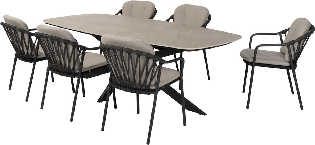 manitoba prado dining tuinset 240x105xh75 cm 7 delig antraciet met