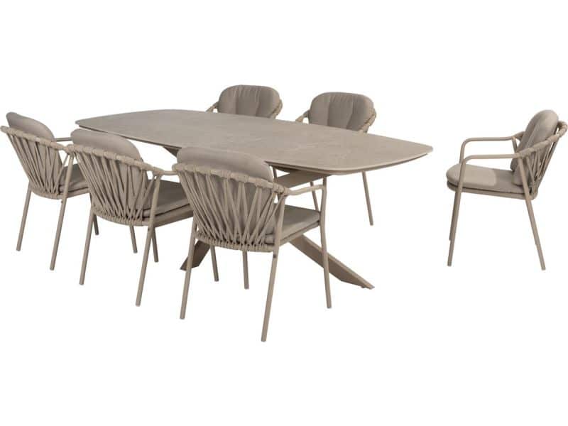 Manitoba Prado dining tuinset 240x105xH75 cm 7 delig latte met