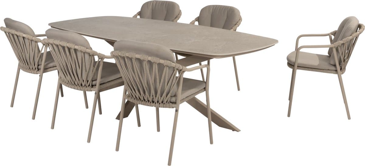 manitoba prado dining tuinset 240x105xh75 cm 7 delig latte met