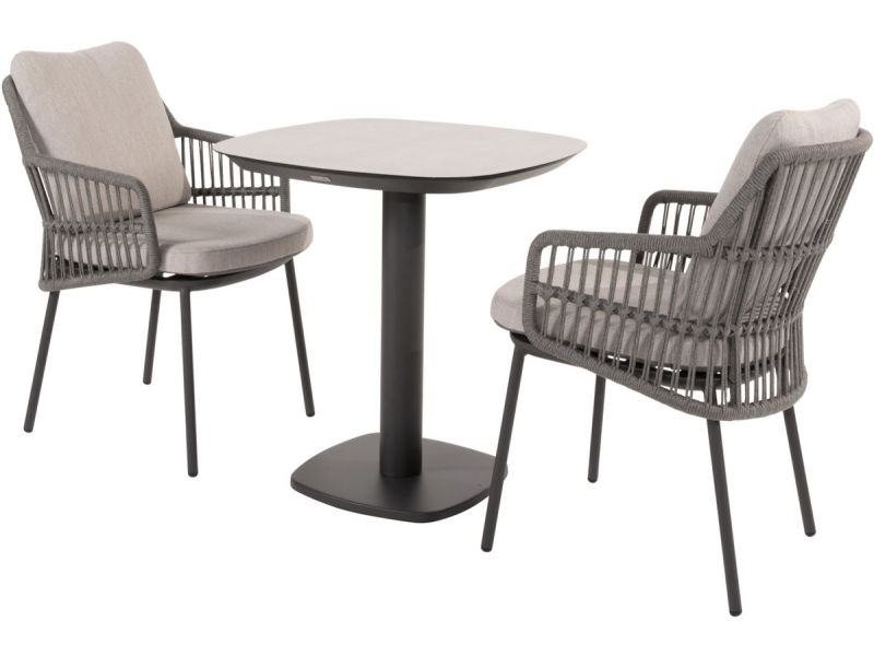 Manolo Alicante bistro dining tuinset 75x75x75 cm 3 delig antraciet