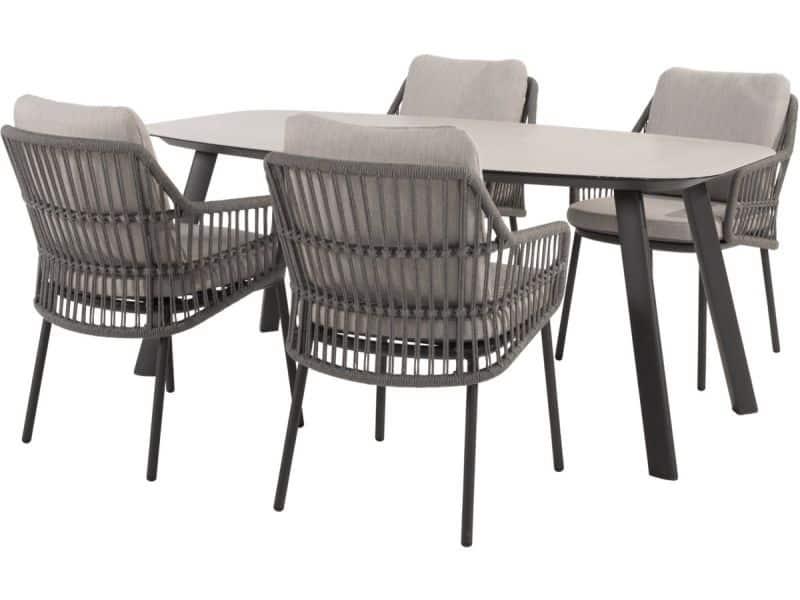 Manolo Alicante dining tuinset 180x95xH75 cm 5 delig antraciet Taste