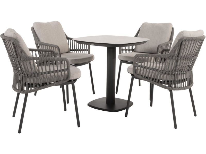 Manolo Alicante dining tuinset 75x75xH75 cm 5 delig keramiek antraciet