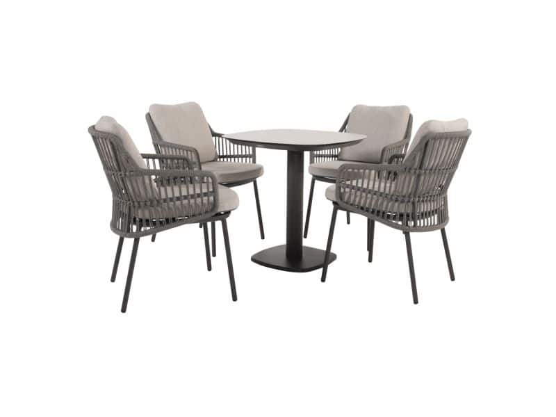Manolo Alicante dining tuinset 75x75xH75 cm 5 delig keramiek antraciet Taste 4SO