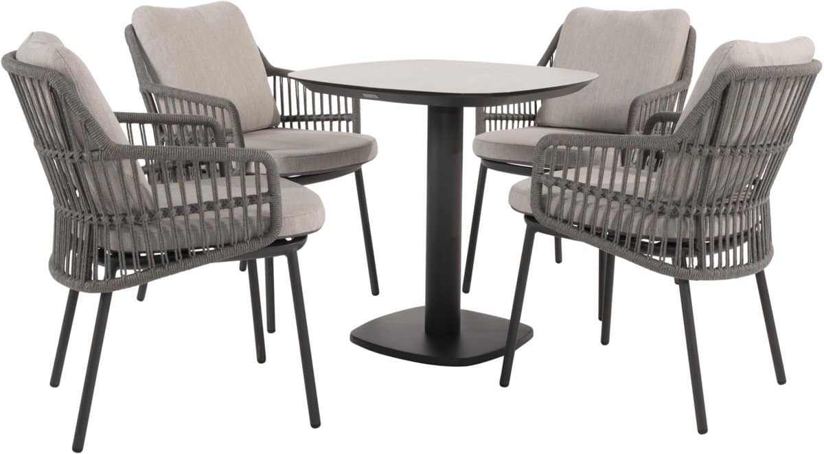 manolo alicante dining tuinset 75x75xh75 cm 5 delig keramiek antraciet