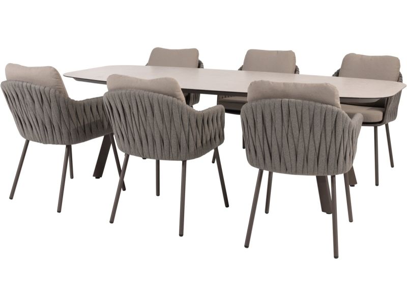 Manolo Cannes dining tuinset 240x103xH75 cm 7 delig keramiek terre