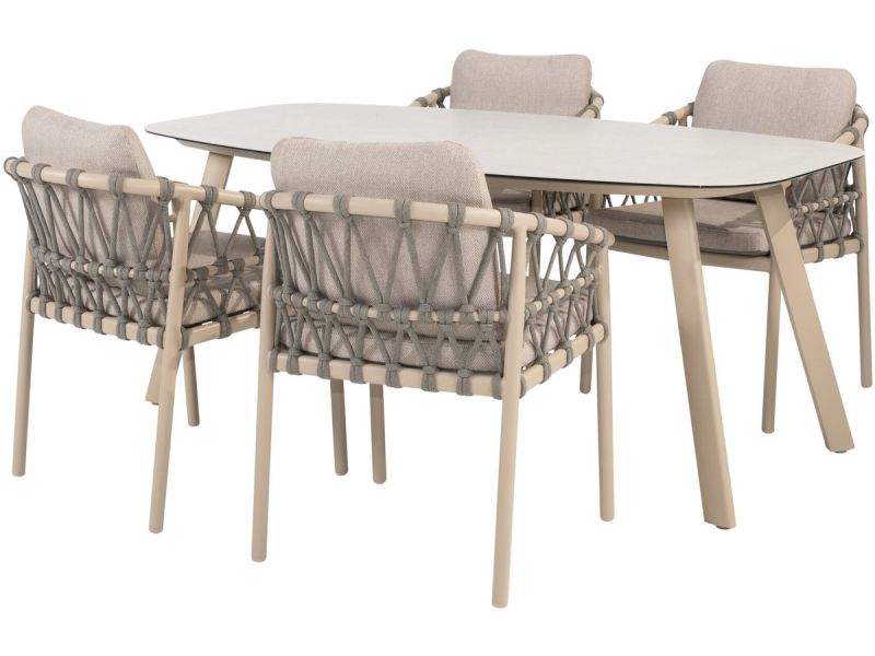 Manolo Piacenza dining tuinset 180x95xH75 cm 5 delig keramiek latte