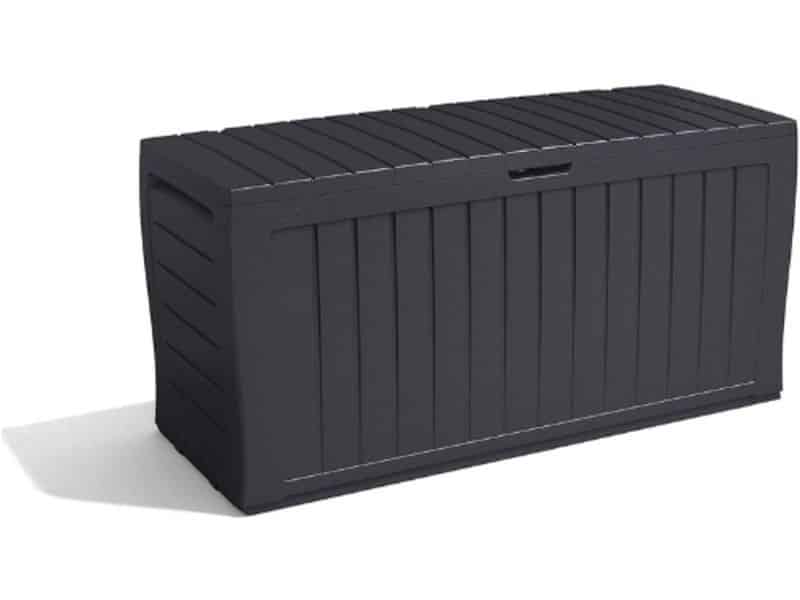 Marvel+ Tuinopbergdoos 270L - Waterdicht Kunststof Opbergbox In Grafietgrijs - Sterke Tuinkist Voor Kussens, Tuingereedschap En Speelgoed - Voor Balkon, Terras Of Tuin