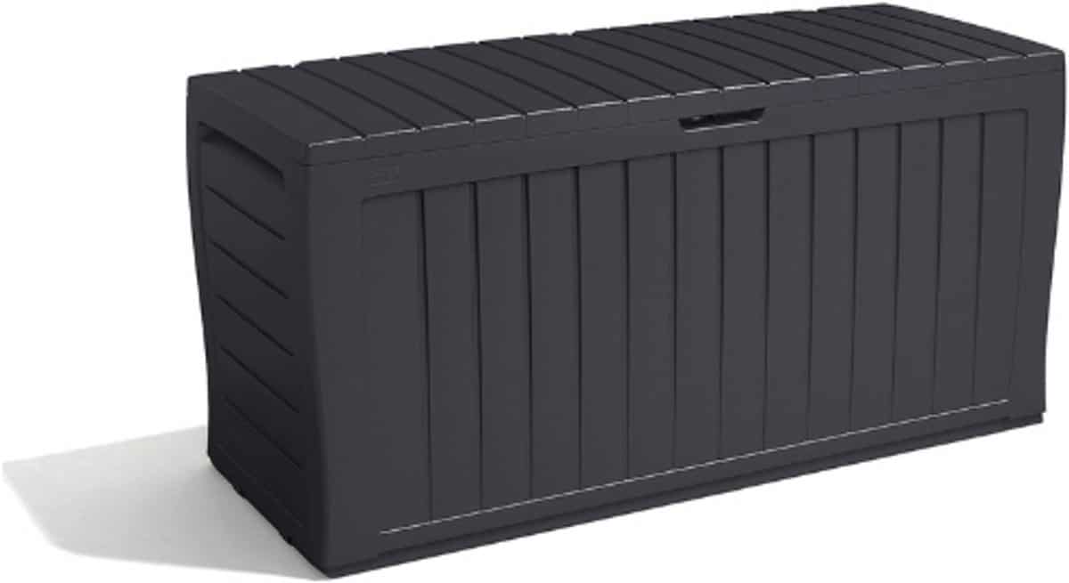 marvel+ tuinopbergdoos 270l waterdicht kunststof opbergbox in grafietgrijs sterke tuinkist voor kussens, tuingereedschap en speelgoed voor balkon, terras of tuin