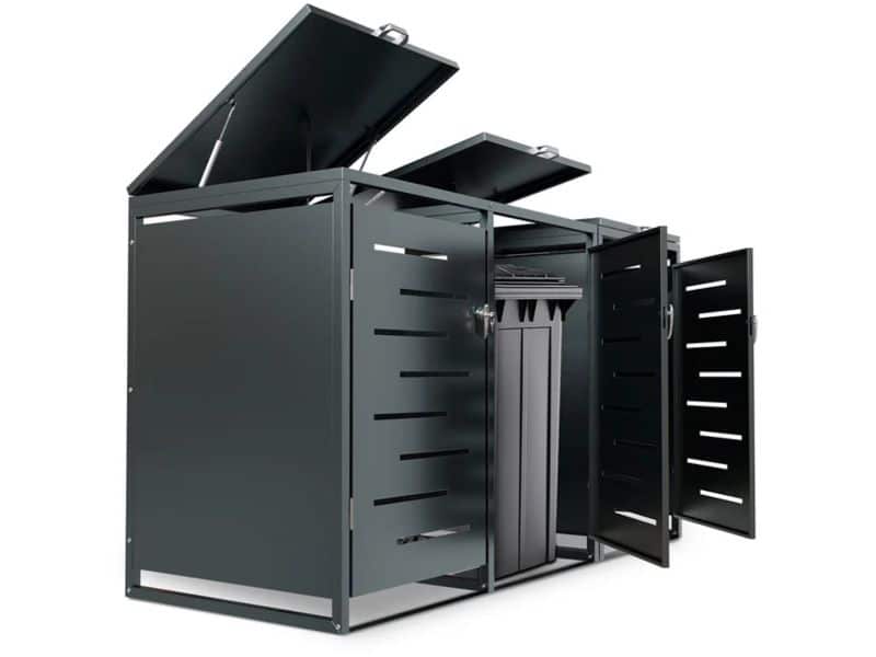 Metalen Containerberging / Opbergbox / Tuinopslagbox Arel - Voor 120L of 240L Afvalbakken - 3-Delig