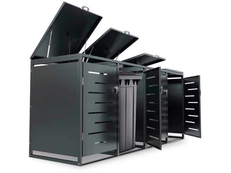 Metalen Containerberging / Opbergbox / Tuinopslagbox Arel - Voor 120L of 240L Afvalbakken - 4-Delig