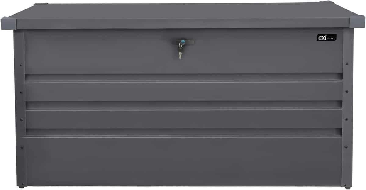 metalen opbergbox voor kussens en tuingereedschap weerbestendig en duurzaam 132x60x62cm