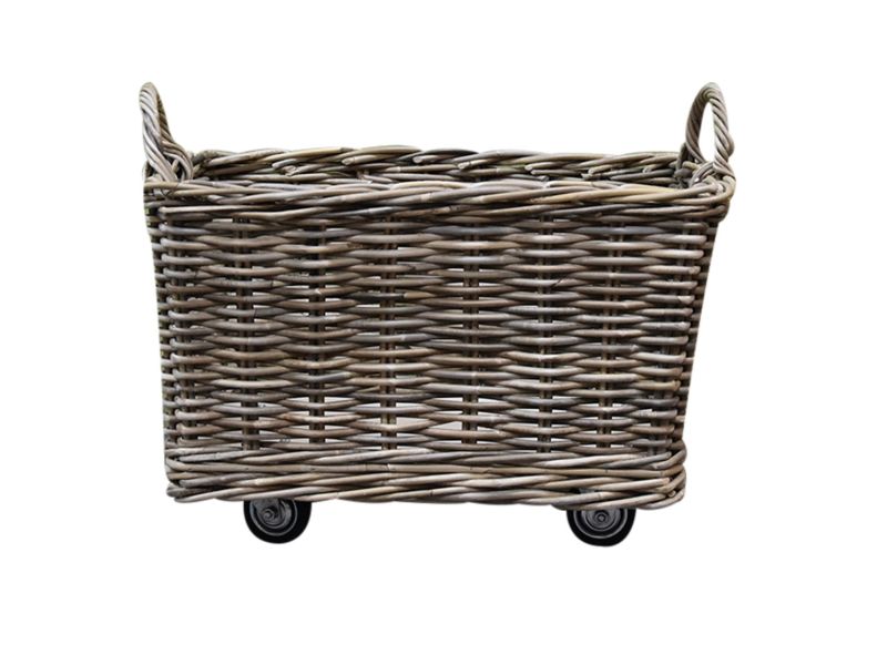 Micky rotan mand 60x45xH40 cm rechthoekig met handvatten en wielen