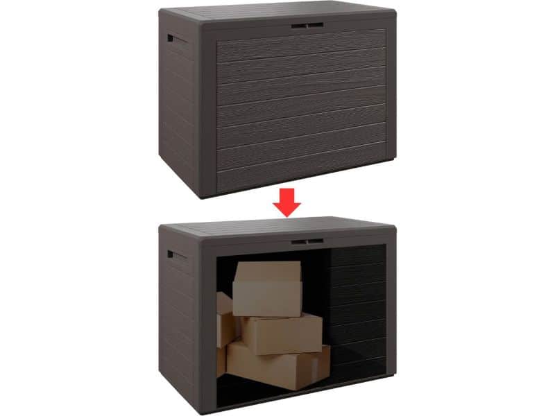 MKSS® Tuinkast - Tuinkist - Tuinkasten voor Buiten - Tuinberging - Kunststof - 80x45x50cm - Bruin - Hout Look