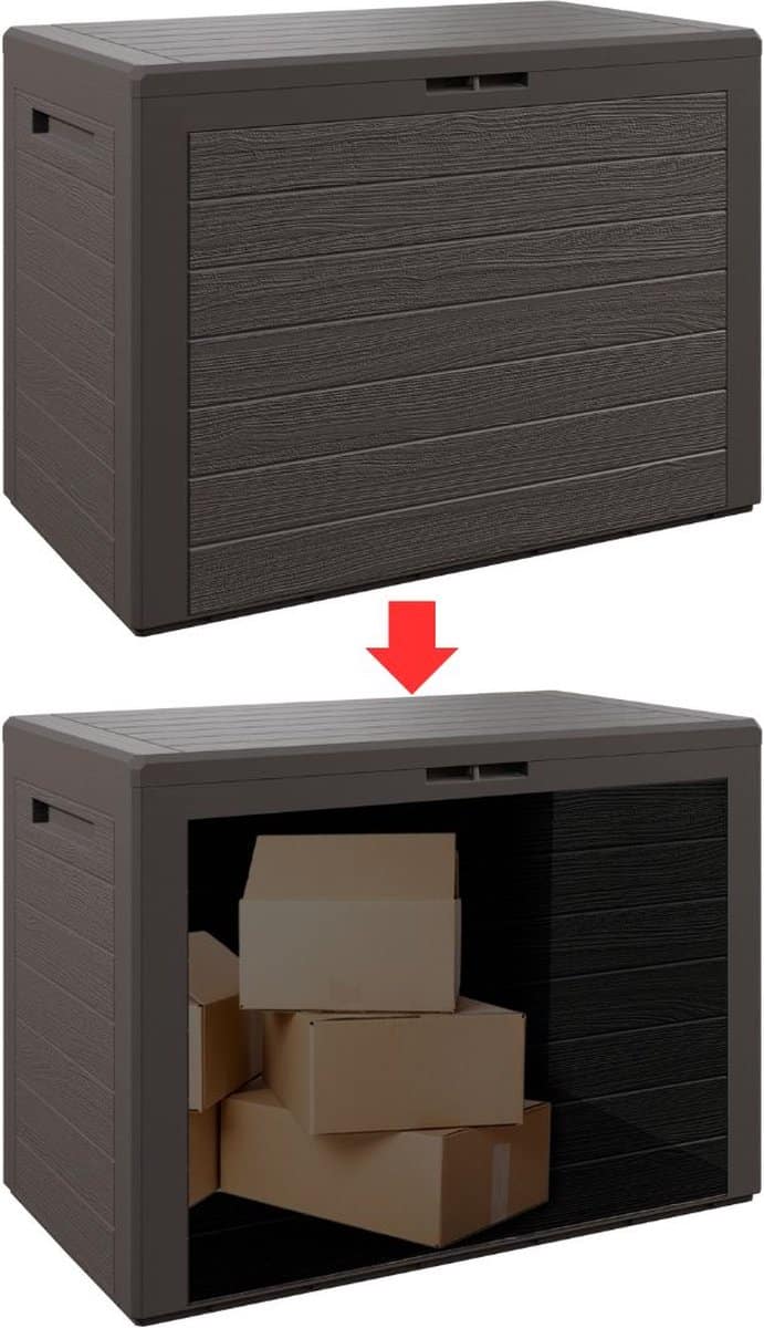 mkss® tuinkast tuinkist tuinkasten voor buiten tuinberging kunststof 80x45x50cm bruin hout look