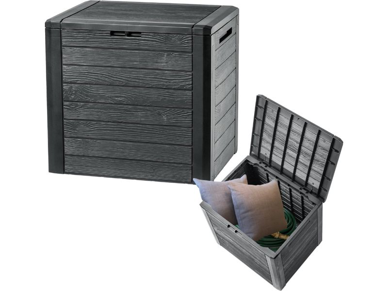 MKSS® Tuinkast - Tuinkist - Tuinkasten voor Buiten - Tuinberging Kunststof - Zwart met Grijs