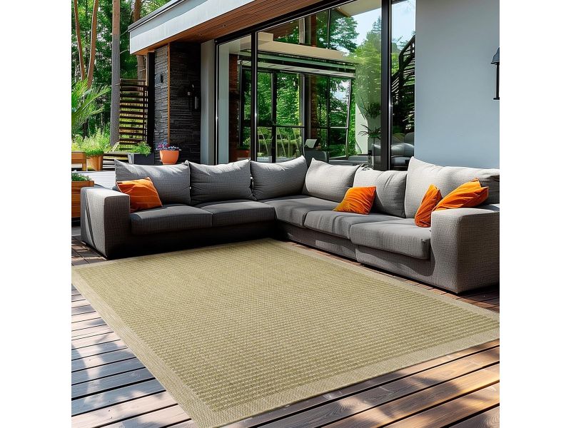 Modern Buitenkleed Groen Platgeweven 120x170 cm Weerbestendig en Wasbaar