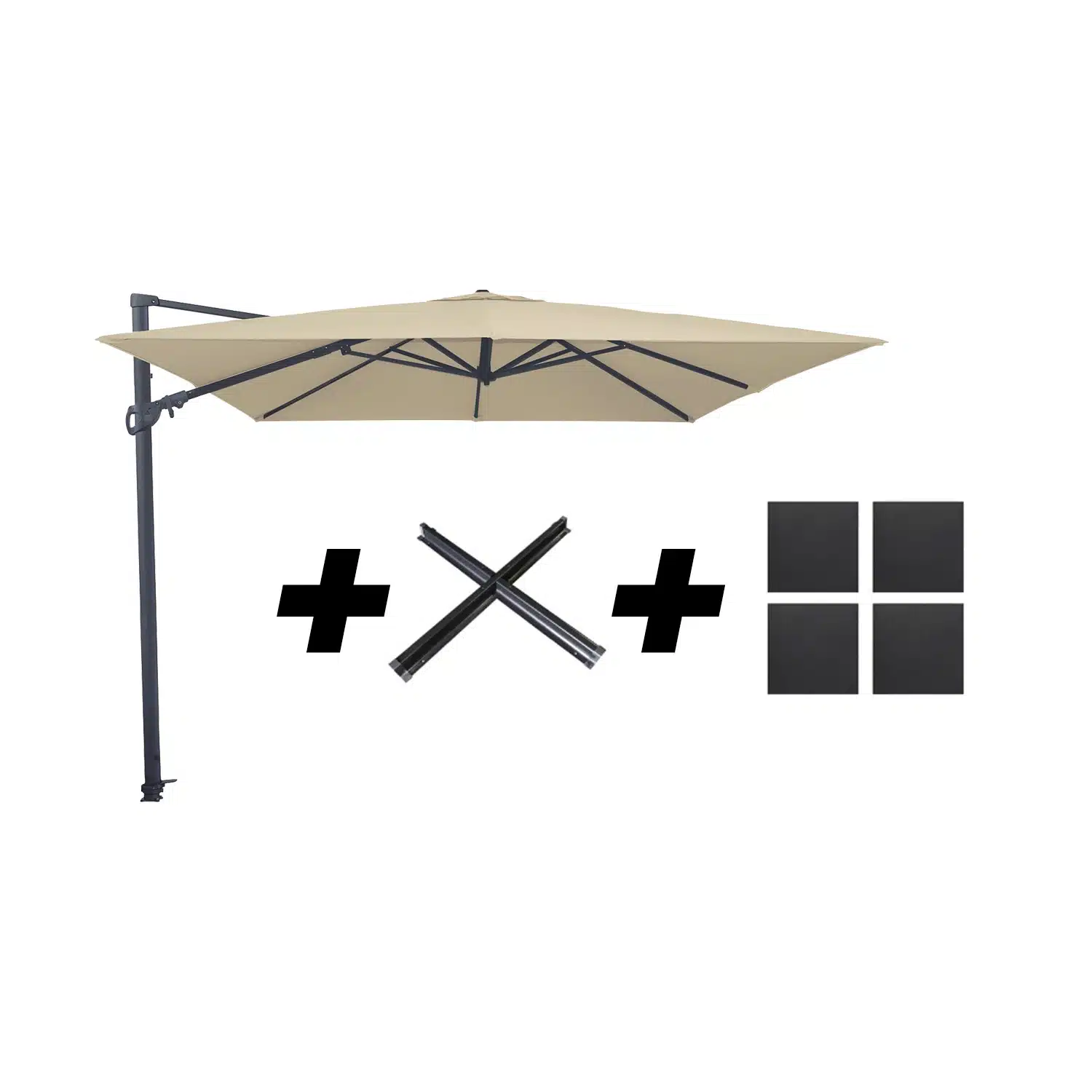 Monaco III Flex l300b300cm Ecru met Kruisvoet en Parasolvoettegel