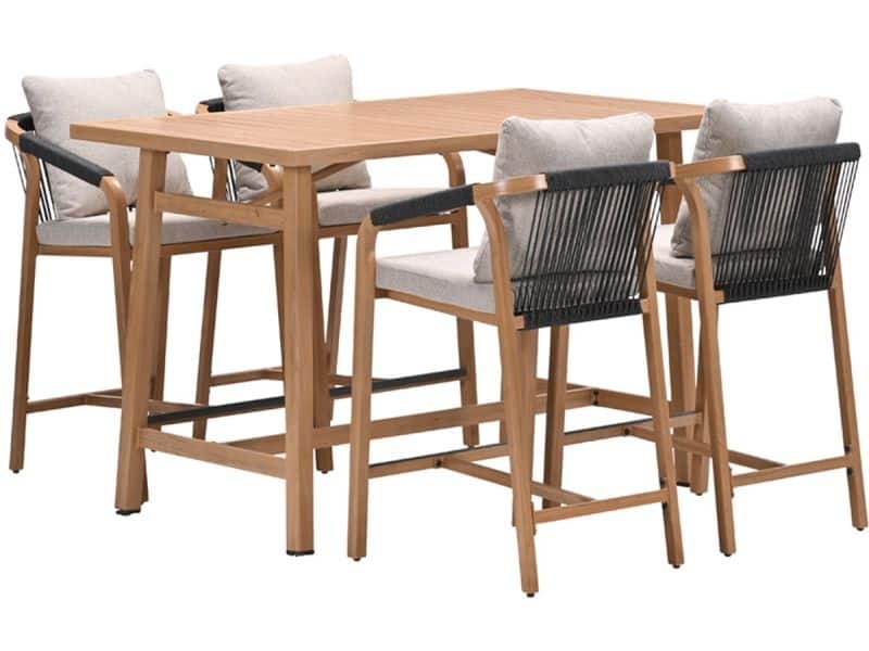 Monti barset - 5-dlg.- light teaklook - rope lava zwart