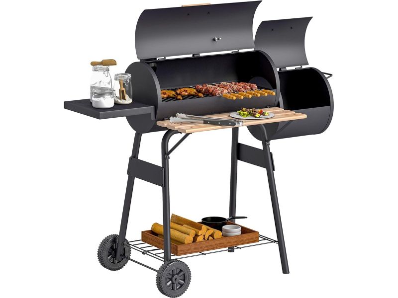 Multifunctionele Houtskool BBQ Roker met Dubbele Verbrandingskamer