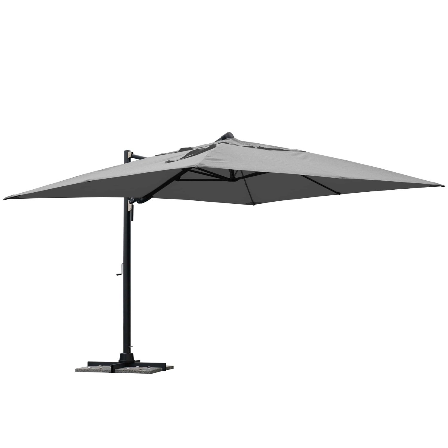 naterial zweefparasol sombra 392x293cm grijs 360° draaibaar kantelbaar 280g/m² aluminium mast