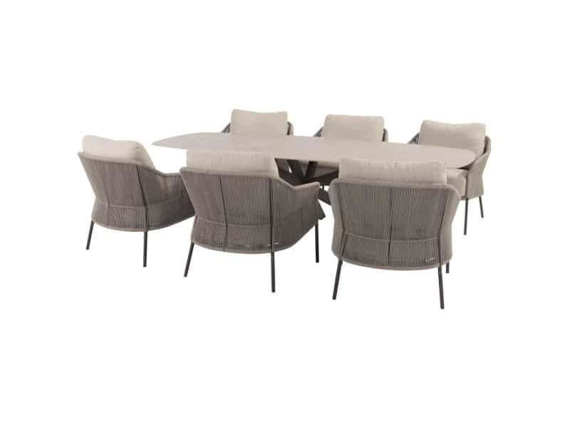 Nevada Florence low dining tuinset 250x105xH69 cm 7 delig keramiek terre Taste 4SO