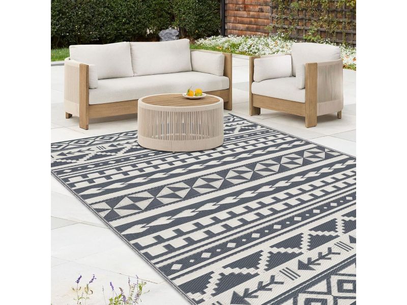 Omkeerbaar Buitentapijt Modern Geometrisch - Waterdicht & UV-bestendig voor Tuin, Terras en Camping