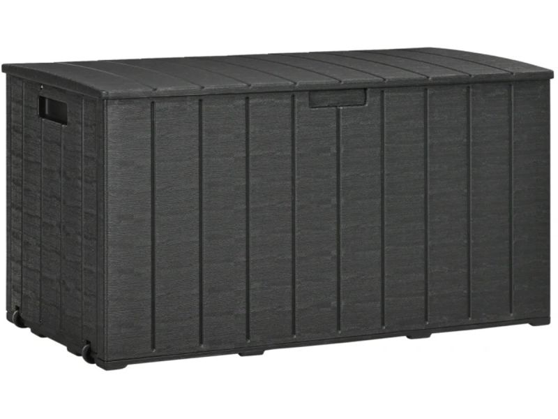 Opbergbox met Deksel - Tuinkussenbox 366L - Kussenbox met Wielen - Tuinbox - Tuinopbergbox - Opbergdoos - met Verzonken Handgrepen - Weersbestendig - Voor Buiten in de Tuin - Dubbelwandig - Kunststof - Zwart