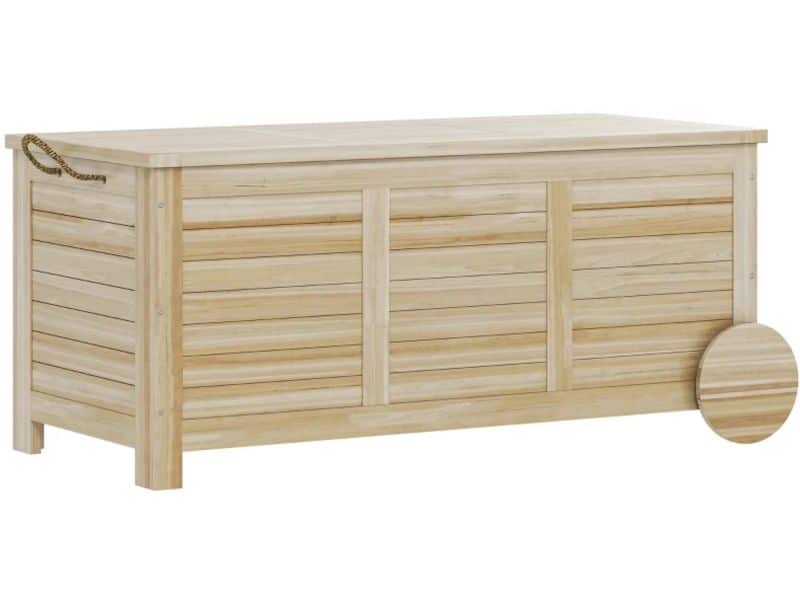 Opbergbox met Deksel - Tuinkussenbox met Wielen - Kussenbox 185L - Tuinbox 110x50x50cm - Weersbestendig - Voor Buiten in de Tuin - Lichtbruin