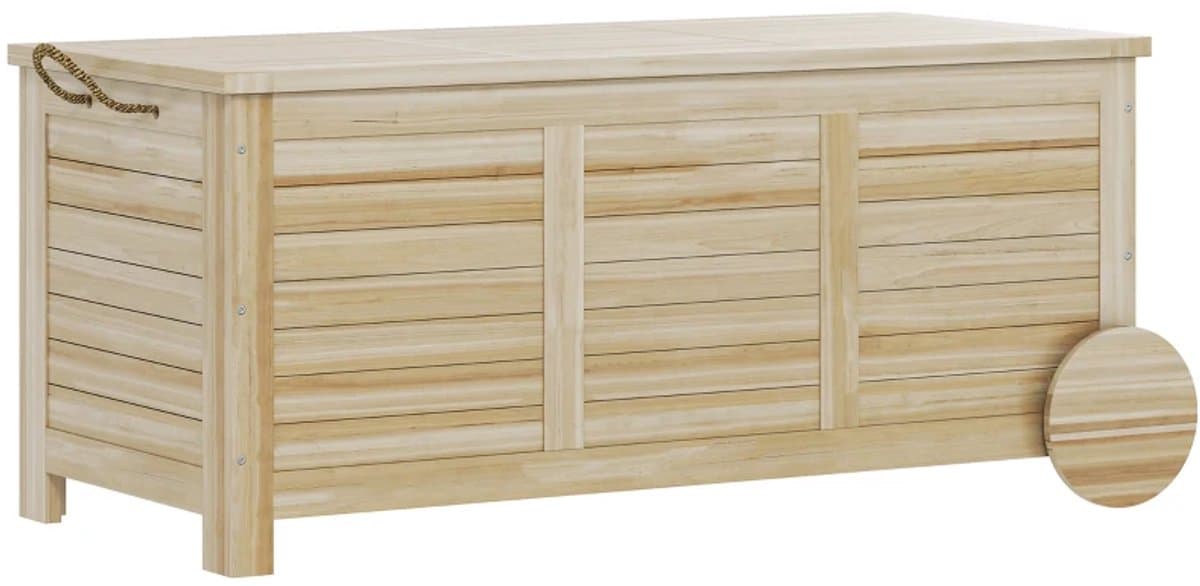 opbergbox met deksel tuinkussenbox met wielen kussenbox 185l tuinbox 110x50x50cm weersbestendig voor buiten in de tuin lichtbruin