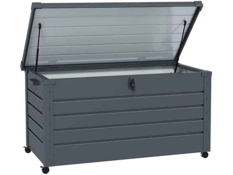 Opbergbox met Deksel - Tuinkussenbox met Wielen - Kussenbox 311L - Tuinbox - Weersbestendig - Voor Buiten in de Tuin - 100x62x65cm - Donkergrijs