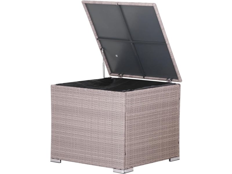Opbergbox met deksel - Waterdicht - 300 l - Zwart - Polyrotan - 75 x 75 x 65 cm