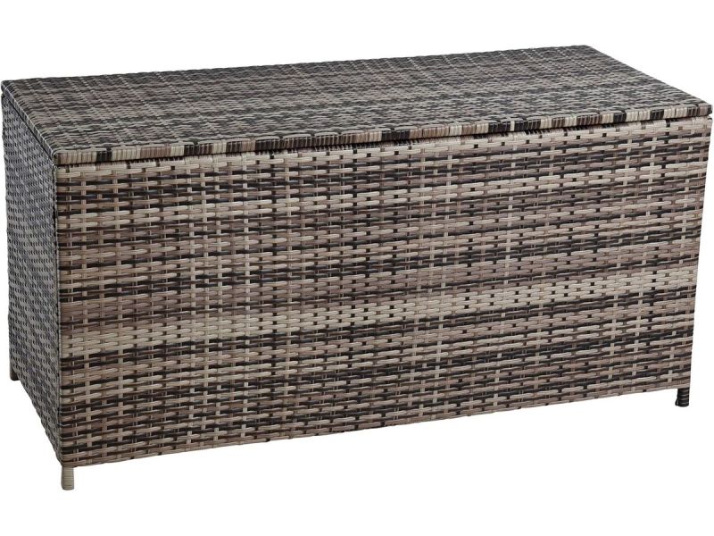 Opbergbox Polyrattan voor Kussens en Tuinspullen - Waterbestendig en Groot (Beige/Bruin)