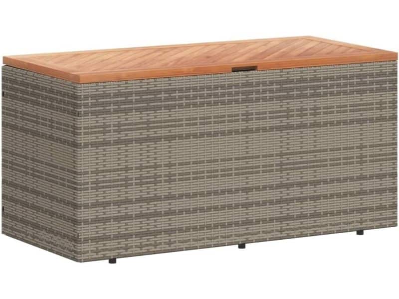 Opbergbox Tuin 110x50x54 cm van poly rattan en acaciahout - Duurzame Kussenbox en Tuinkist