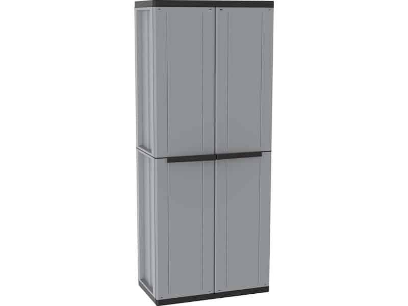 Opbergbox tuin - Zinaps Deluxe 1002820 opbergkast met planken, klep, staand, voor woonkamer, zwart, grijs/zwart, 68x37.5x163.5 cm