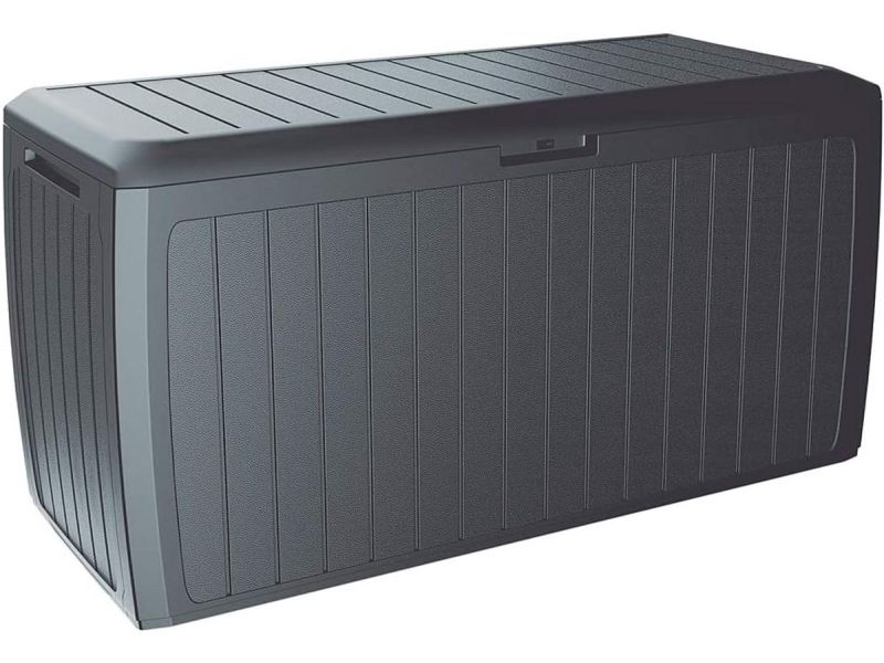Opbergbox XXL 290L voor Buiten - Tuinkist met Deksel en Wielen - Antraciet