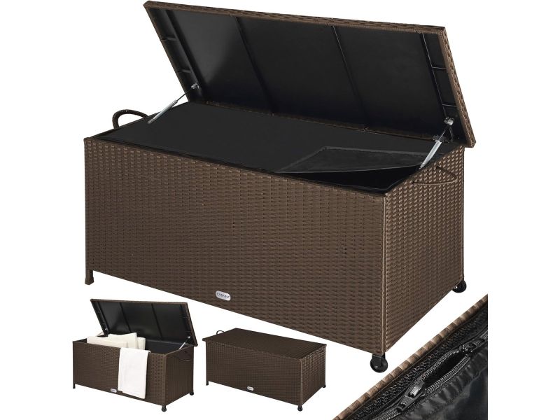 Opbergdoos Poly Rotan voor Tuin, Balkon en Terras - Bruine Container voor Kussens en Tuingereedschap