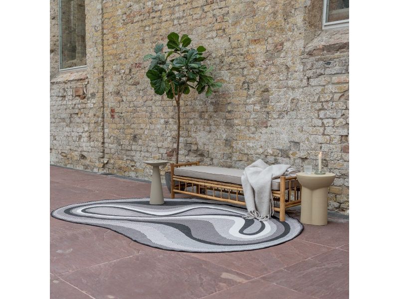 Organisch gevormd buitenkleed Loop Stone Zwart - 200 x 290 cm - (L)