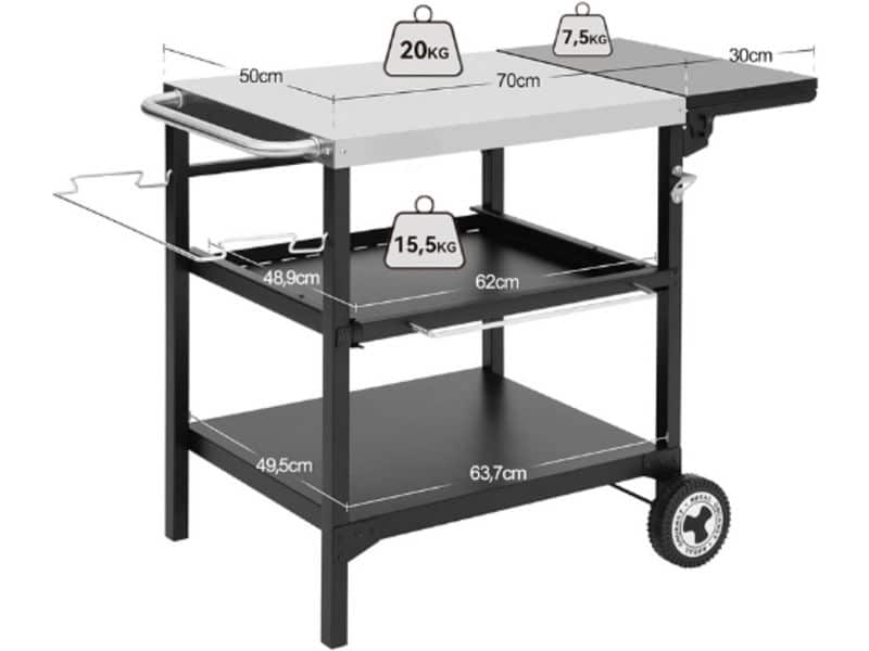Outdoor Grilltafel - 3 Etages - Serveerwagen Met 70 X