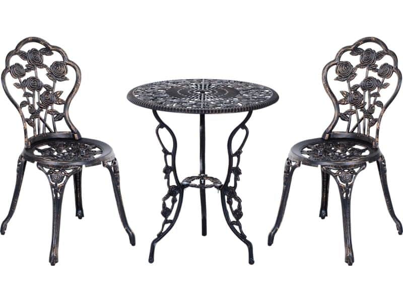 Outsunny - Bistroset - 3-delig - met Schermgat - Metaal