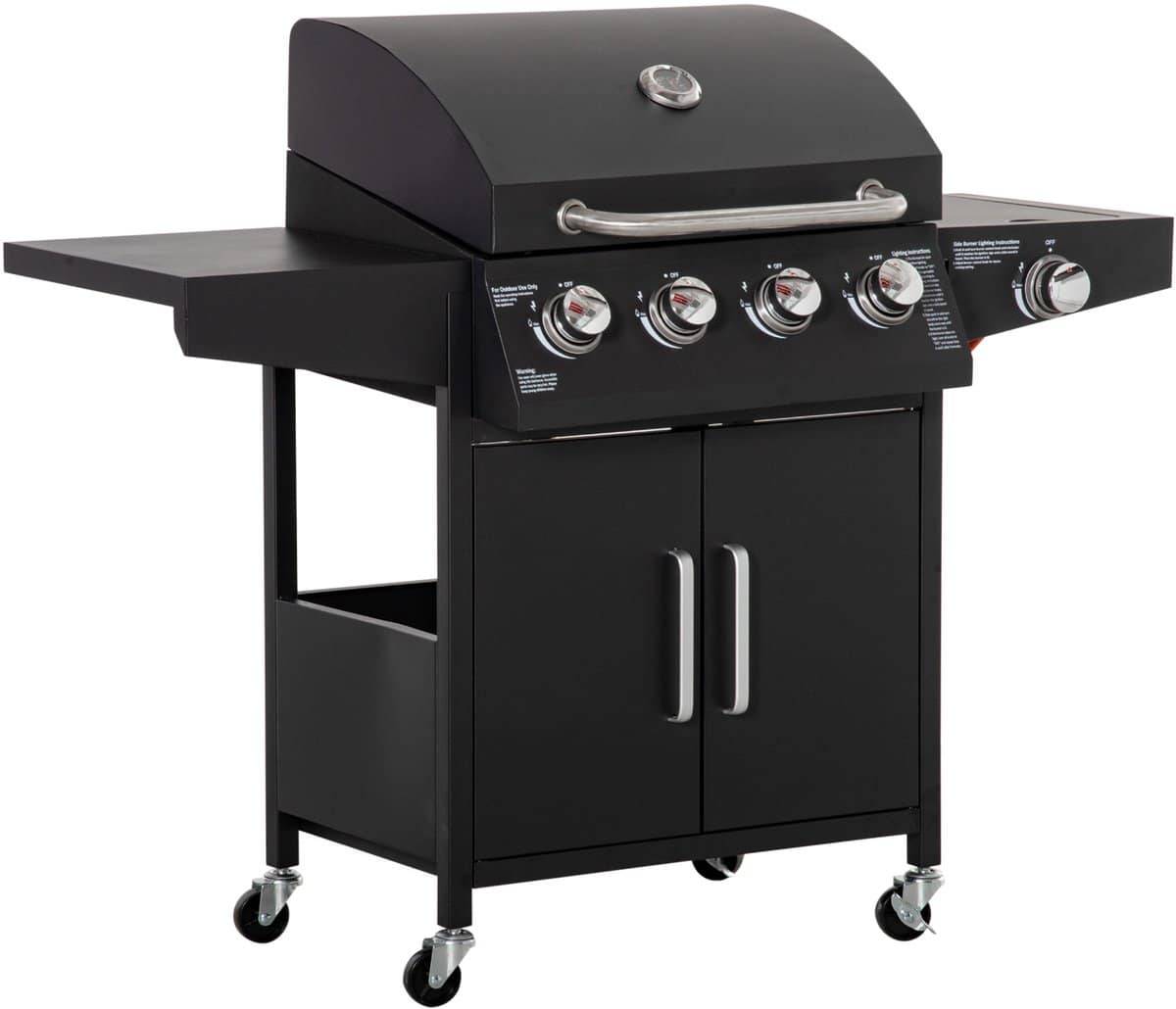 outsunny gasbarbecue barbecue metaal 132,4x55x109 cm