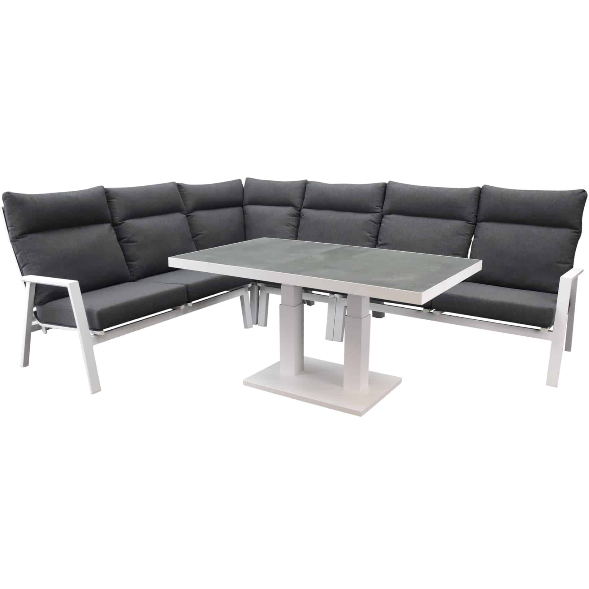 pacific hoek dining loungeset 5 delig aluminium verstelbaar wit